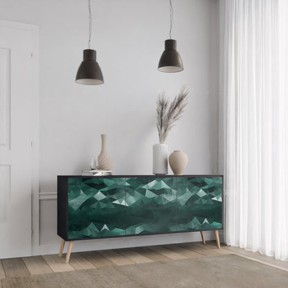 Credenza a 3 ante POLYGONAL FLOATING in finitura nera