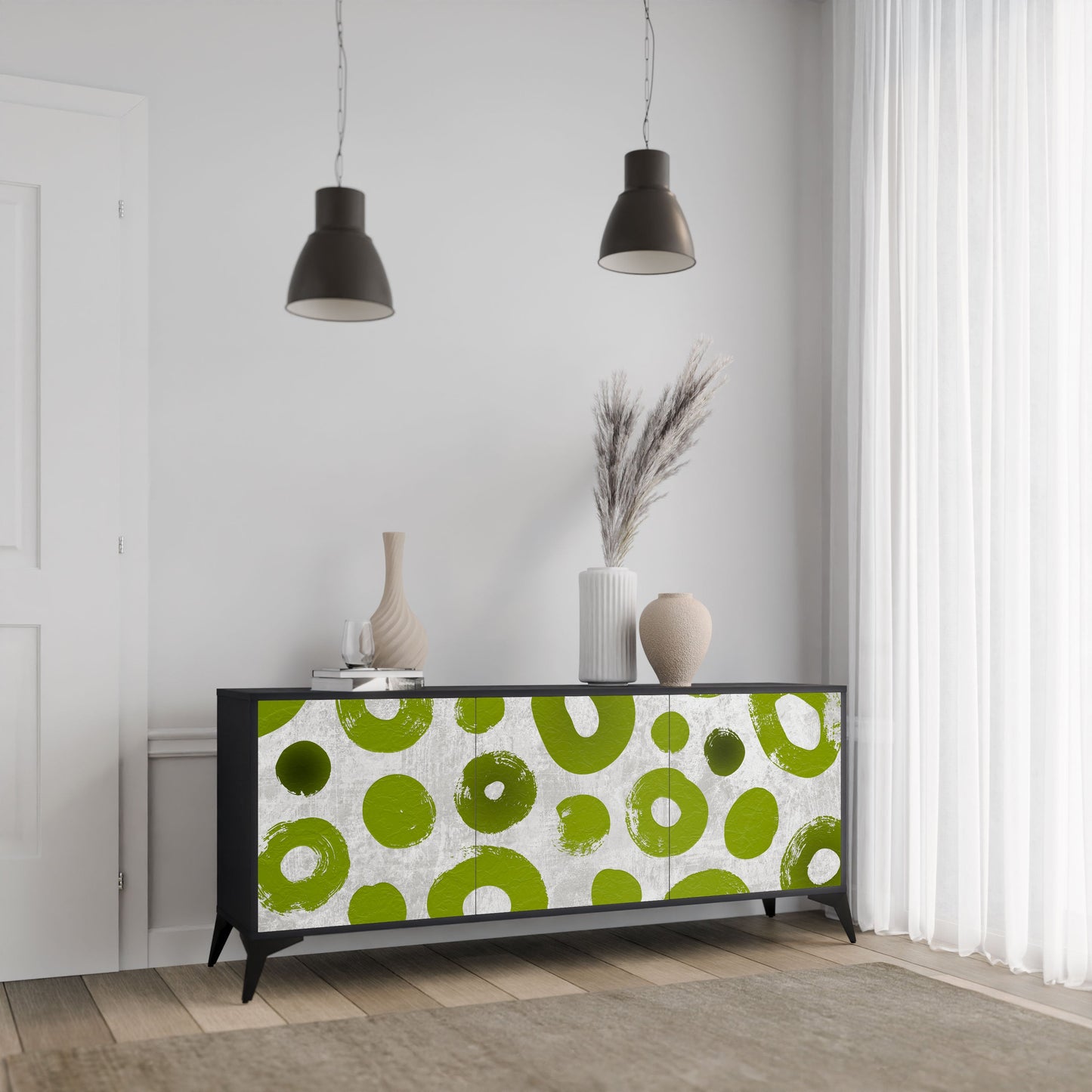 Credenza a 3 ante GREEN RHAPSODY in finitura nera