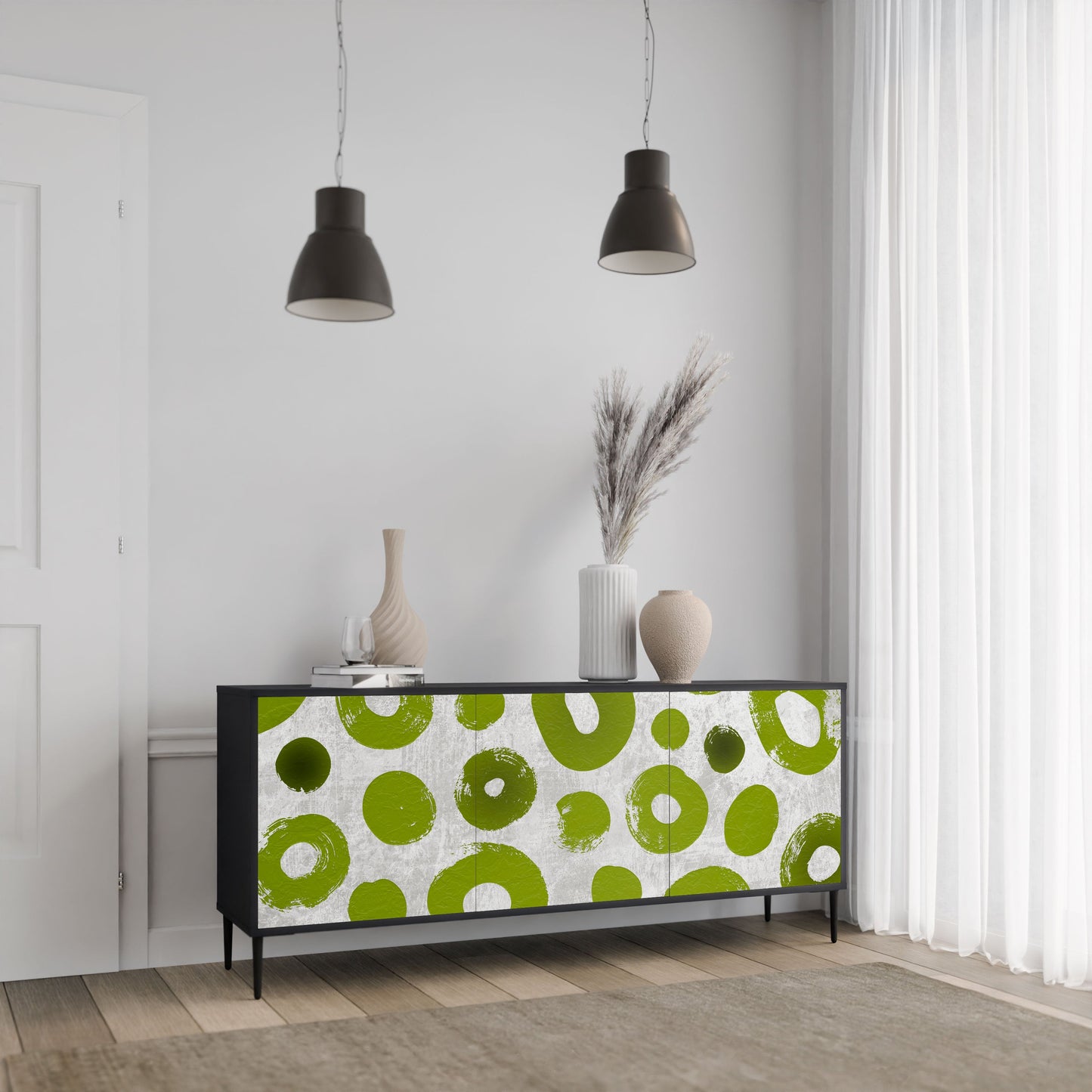 Credenza a 3 ante GREEN RHAPSODY in finitura nera