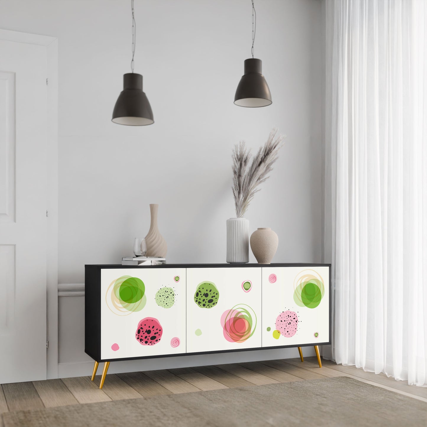 Credenza a 3 ante COLORFUL COSMOS in finitura nera