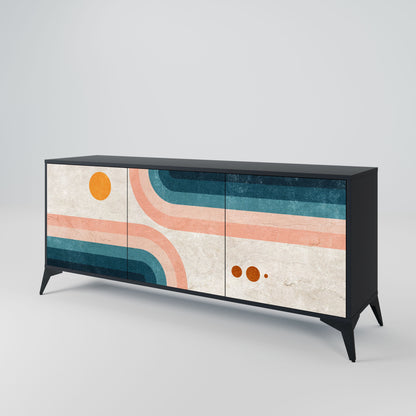 TWO HALVES 3-Door Sideboard in Black Finish