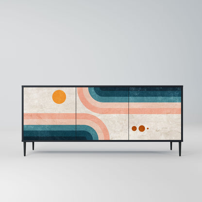 TWO HALVES 3-Door Sideboard in Black Finish