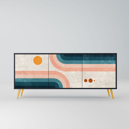 TWO HALVES 3-Door Sideboard in Black Finish