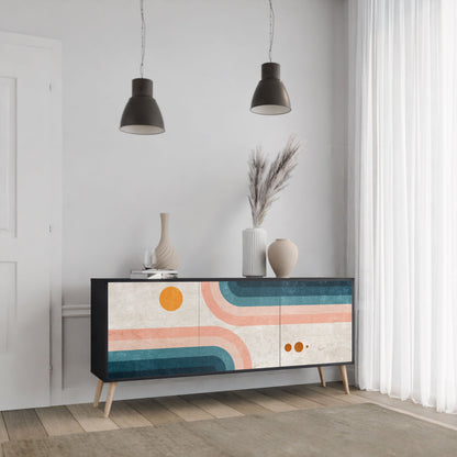 TWO HALVES 3-Door Sideboard in Black Finish