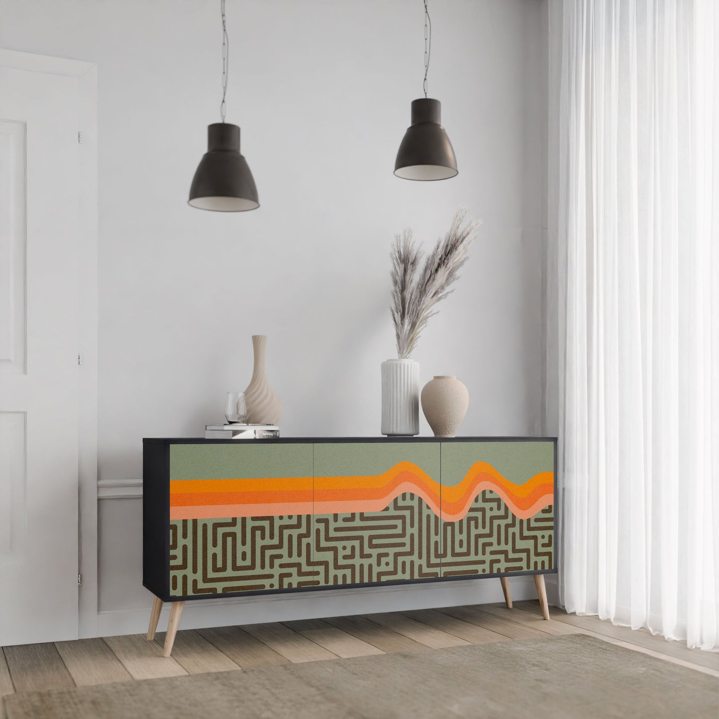 Credenza a 3 ante SIMPLE SOLUTIONS in finitura nera