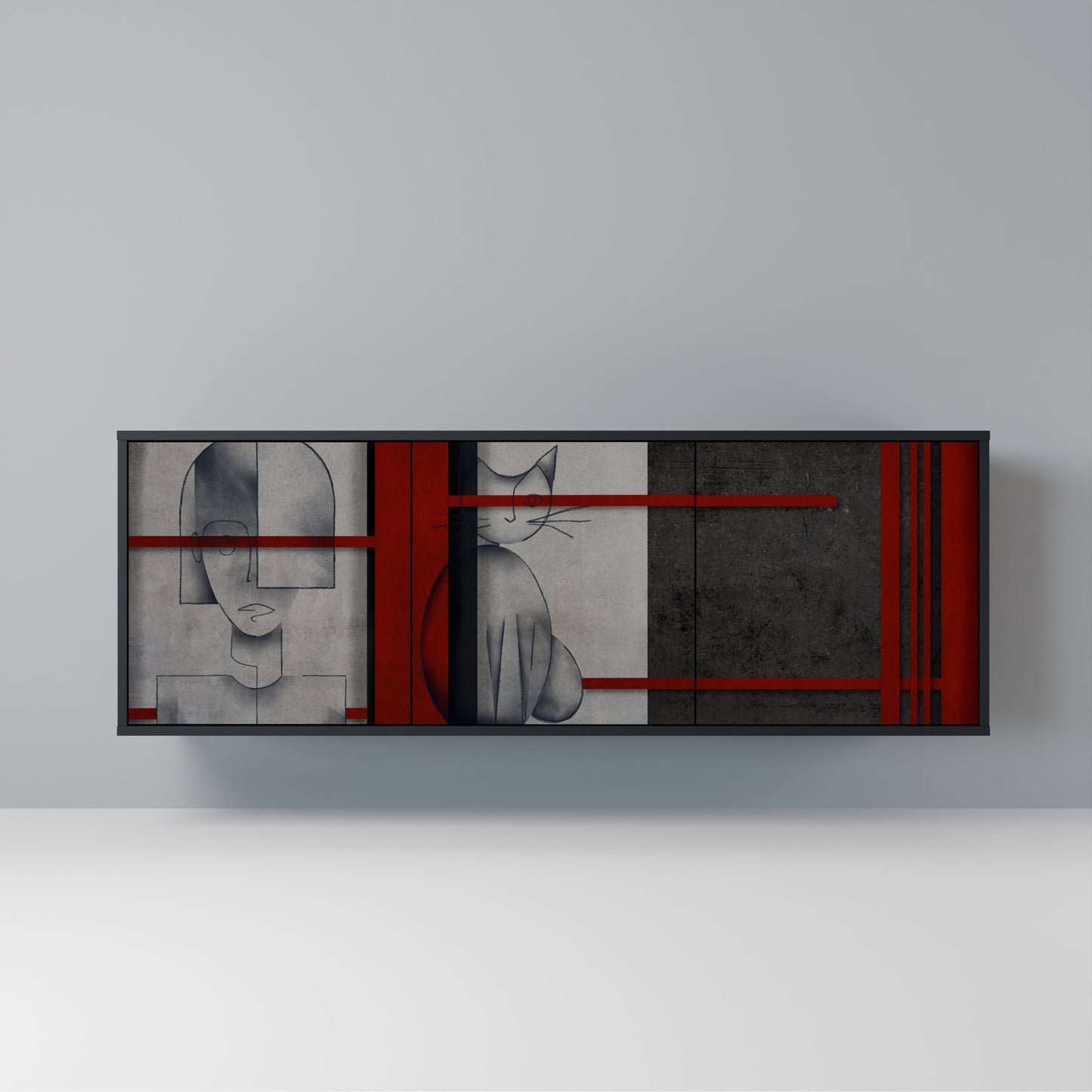 GRAY FIGURES Madia a 3 Ante in Finitura Nera