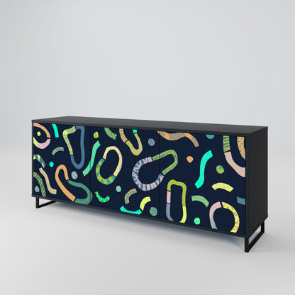 Credenza a 3 ante CONTRAST DANCE in finitura nera