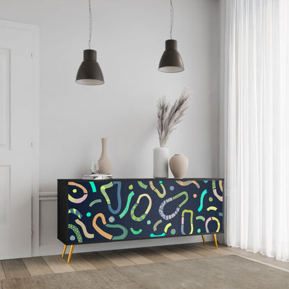 Credenza a 3 ante CONTRAST DANCE in finitura nera