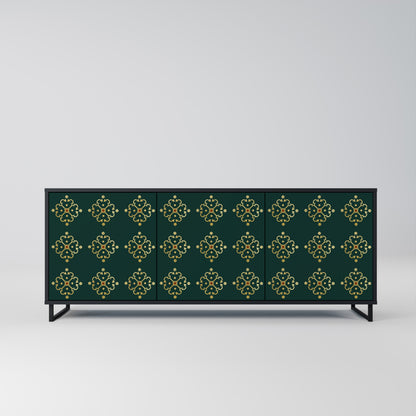Credenza a 3 ante ROYAL MEDALLION in finitura nera