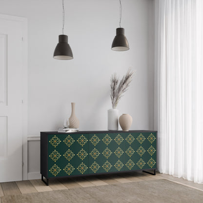 Credenza a 3 ante ROYAL MEDALLION in finitura nera