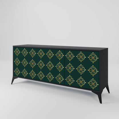 Credenza a 3 ante ROYAL MEDALLION in finitura nera