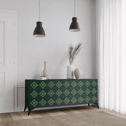 Credenza a 3 ante ROYAL MEDALLION in finitura nera