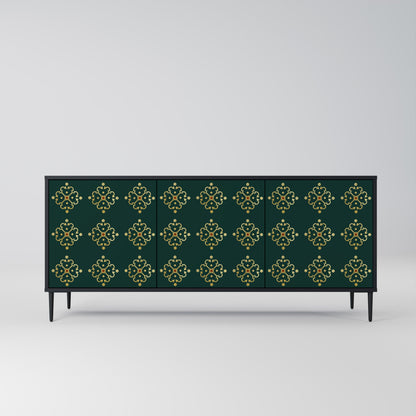 Credenza a 3 ante ROYAL MEDALLION in finitura nera