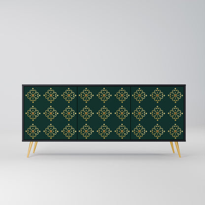 Credenza a 3 ante ROYAL MEDALLION in finitura nera