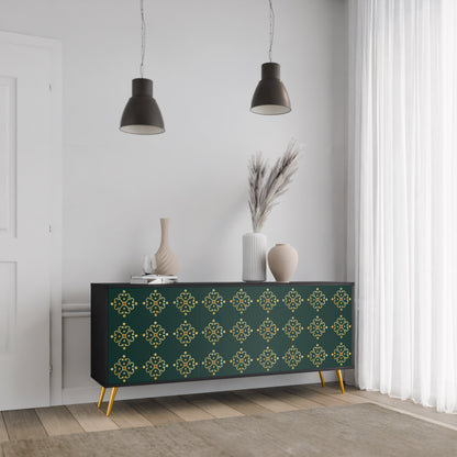 Credenza a 3 ante ROYAL MEDALLION in finitura nera
