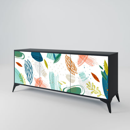 BOTANICAL HURRICANE 3-Door Sideboard in Black Finish