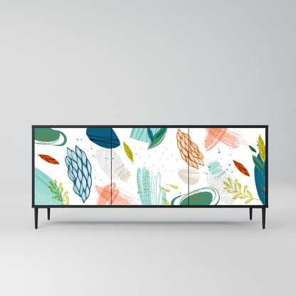 BOTANICAL HURRICANE 3-Door Sideboard in Black Finish