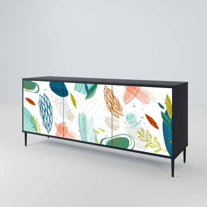 BOTANICAL HURRICANE 3-Door Sideboard in Black Finish