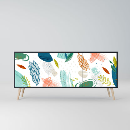 BOTANICAL HURRICANE 3-Door Sideboard in Black Finish