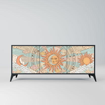 MYSTICAL STRUCTURE 3-Door Sideboard in Black Finish