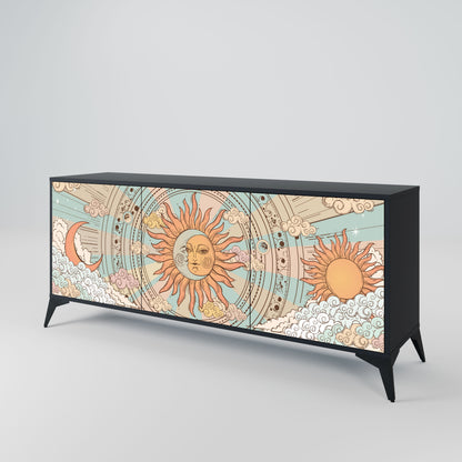 MYSTICAL STRUCTURE 3-Door Sideboard in Black Finish