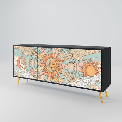 MYSTICAL STRUCTURE 3-Door Sideboard in Black Finish