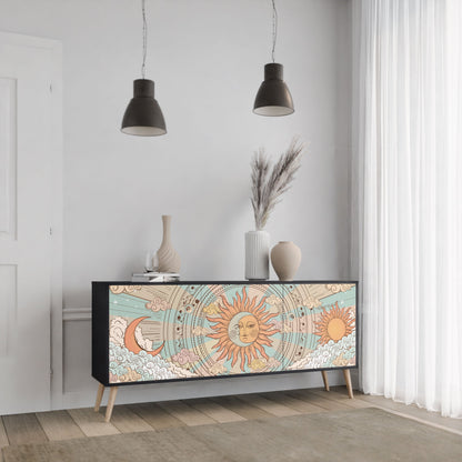 MYSTICAL STRUCTURE 3-Door Sideboard in Black Finish
