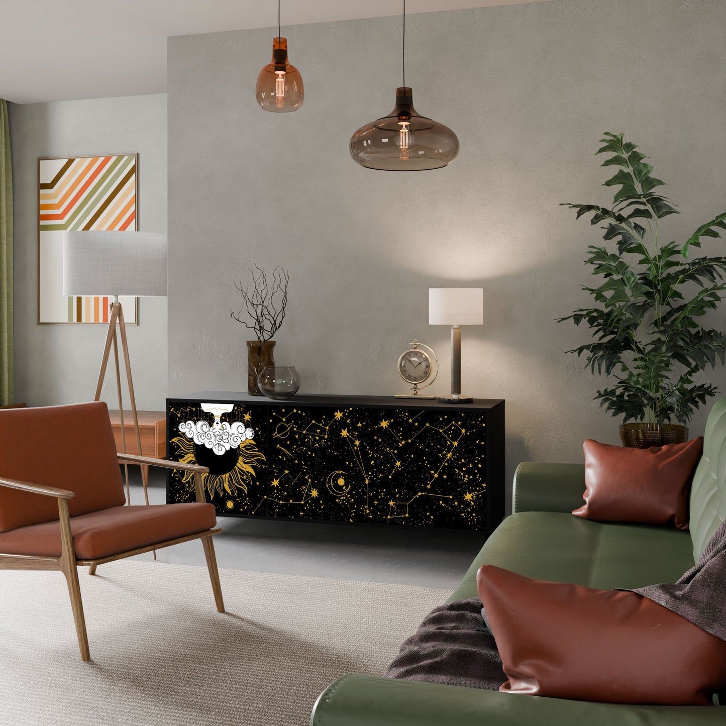 STELLAR CONSTELLATIONS 3-Door Sideboard in Black Finish