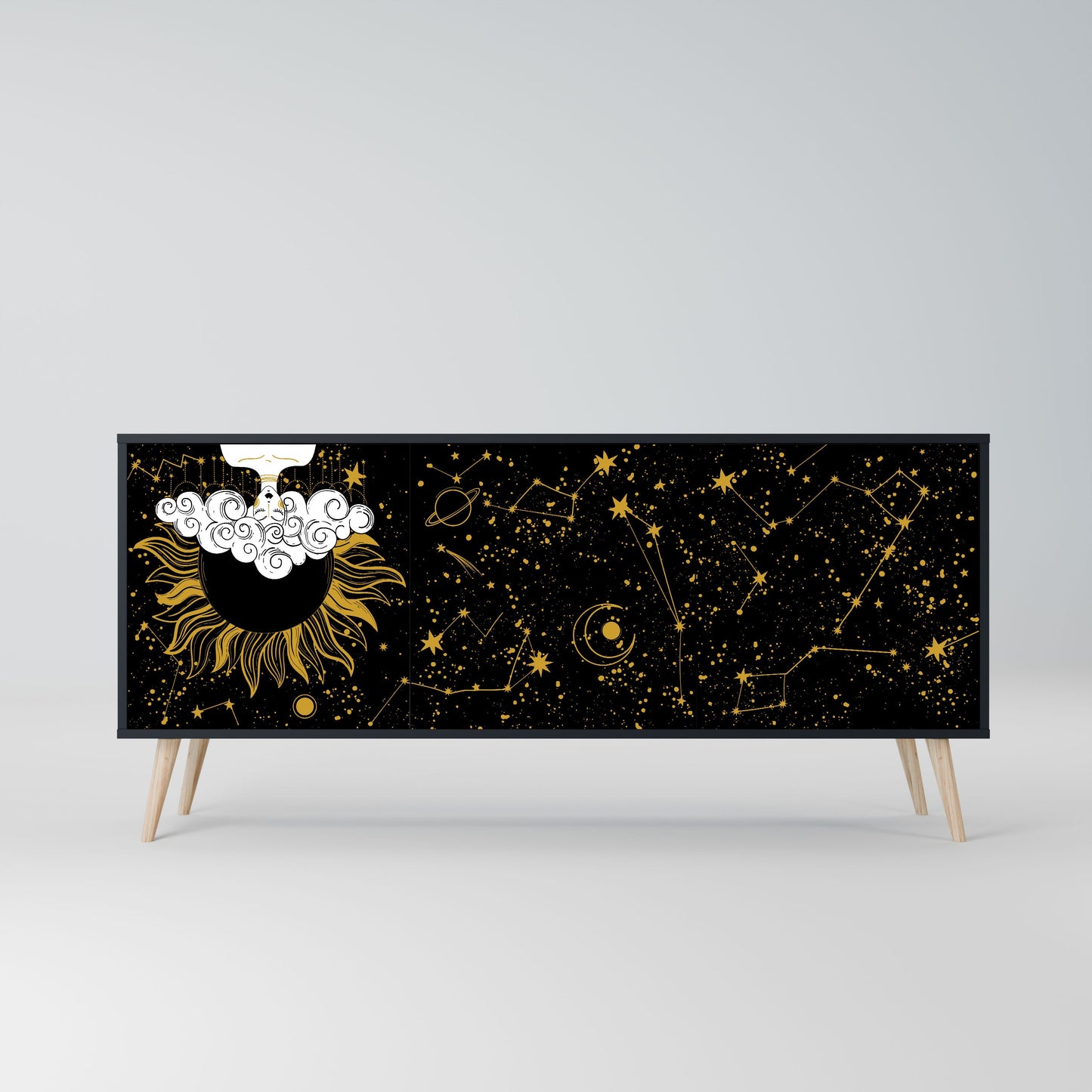 STELLAR CONSTELLATIONS 3-Door Sideboard in Black Finish