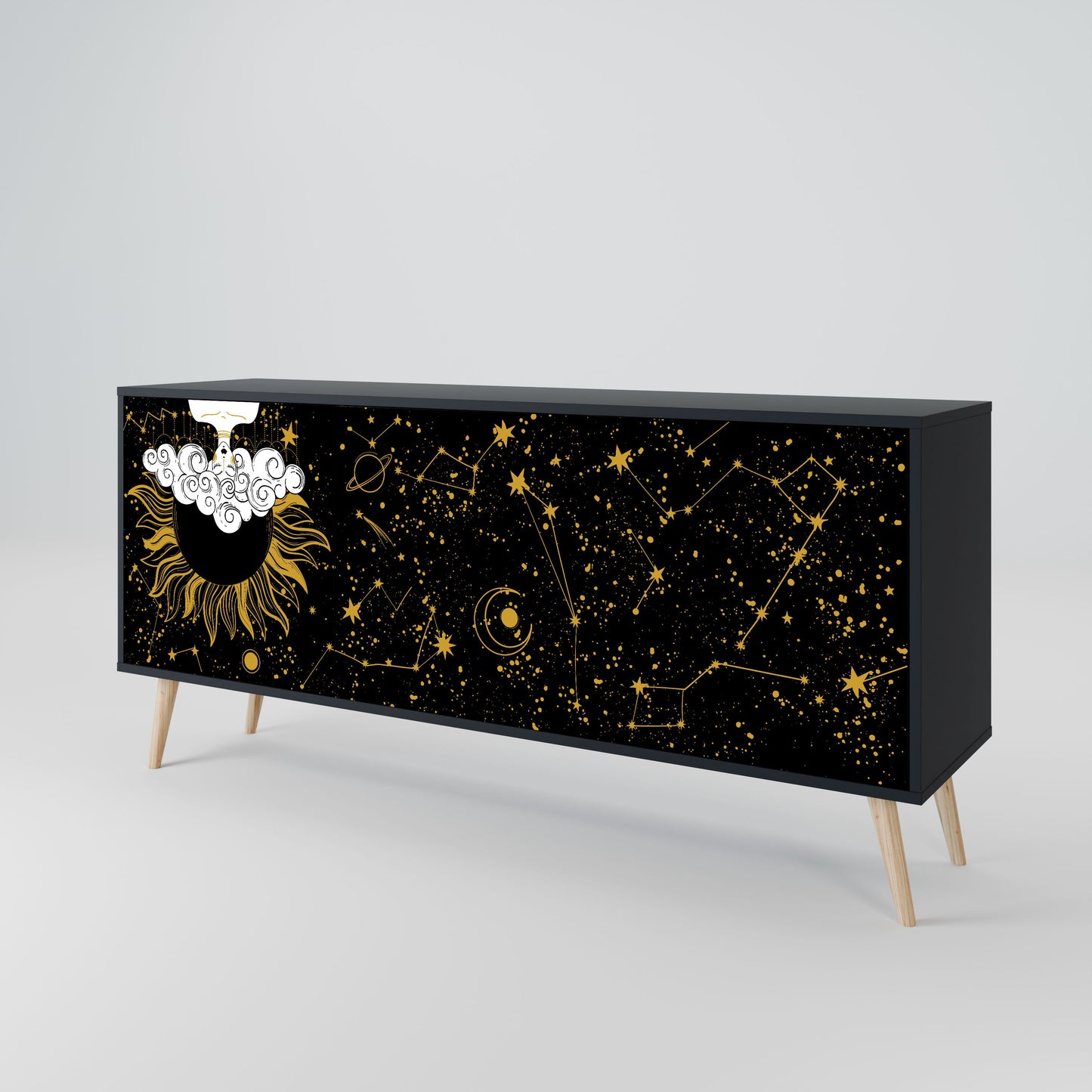 STELLAR CONSTELLATIONS 3-Door Sideboard in Black Finish