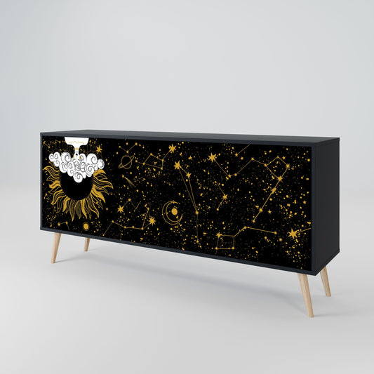 STELLAR CONSTELLATIONS 3-Door Sideboard in Black Finish