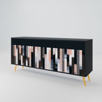 Credenza COLLAGE OF RECTANGLES a 3 ante in finitura nera