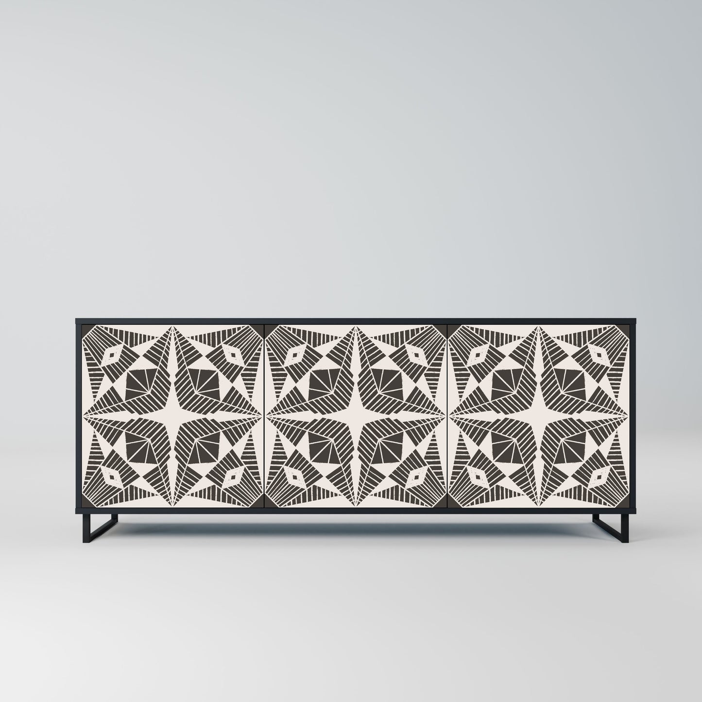 MONOCHROME NEXUS 3-Door Sideboard in Black Finish