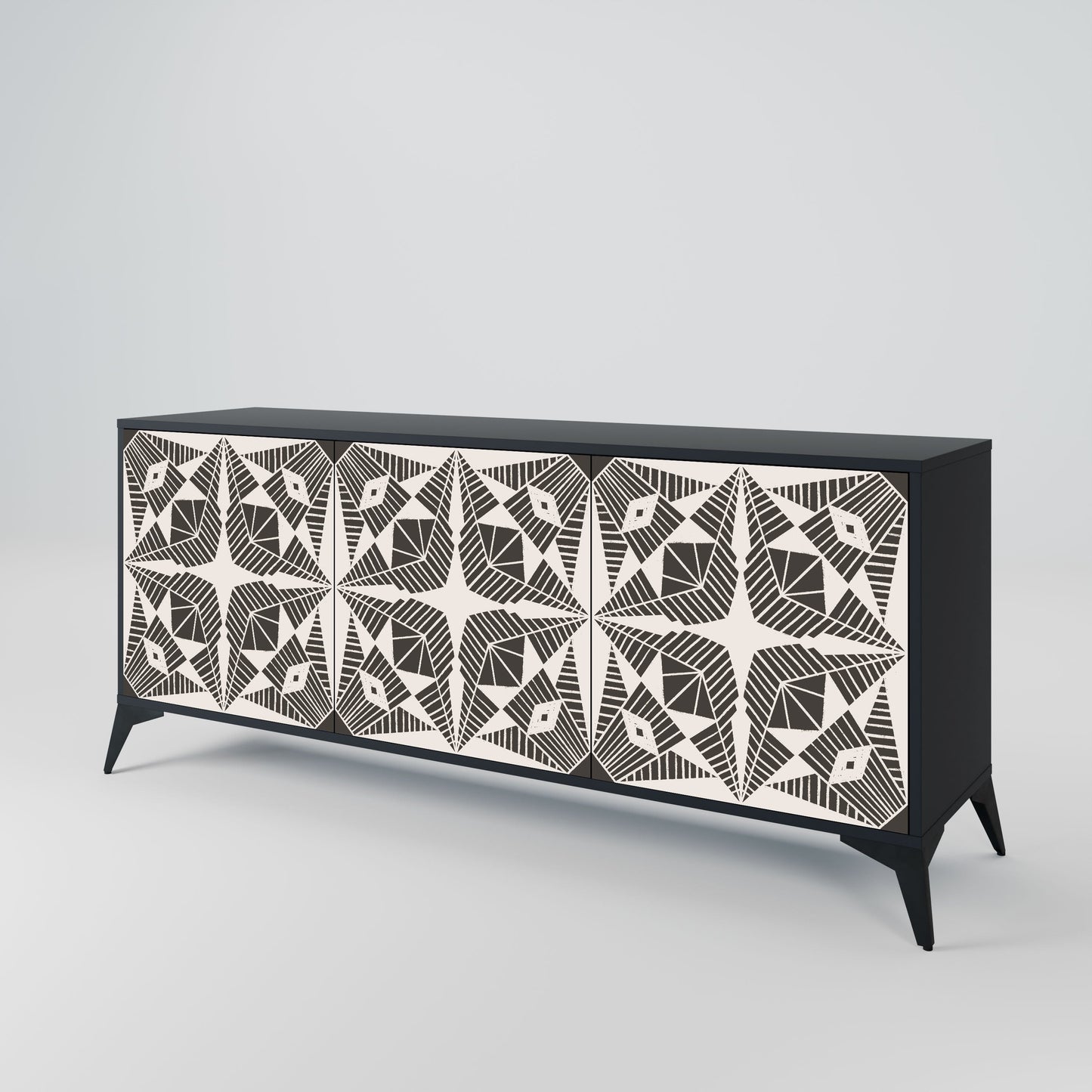 MONOCHROME NEXUS 3-Door Sideboard in Black Finish