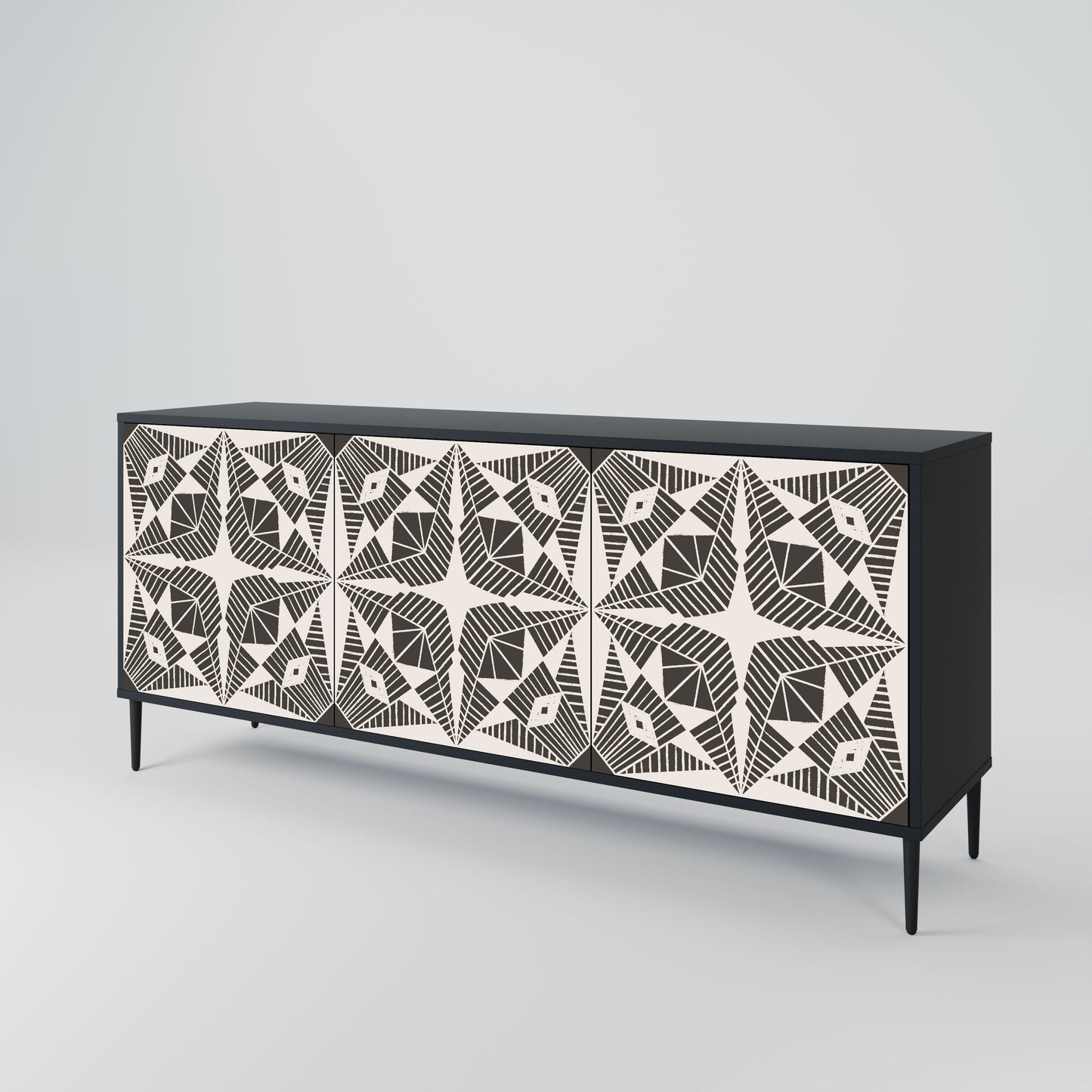 MONOCHROME NEXUS 3-Door Sideboard in Black Finish