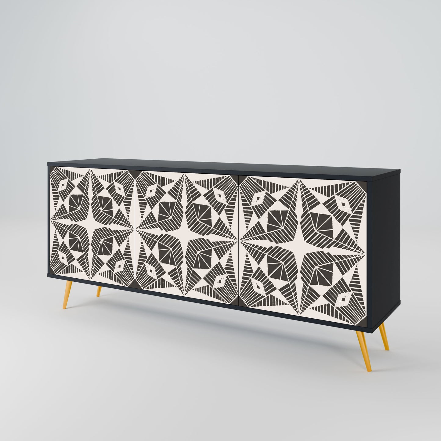 MONOCHROME NEXUS 3-Door Sideboard in Black Finish