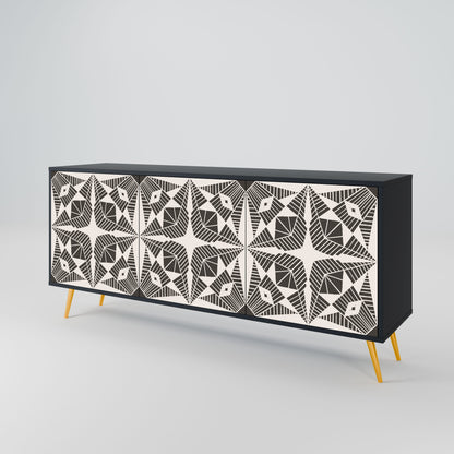MONOCHROME NEXUS 3-Door Sideboard in Black Finish