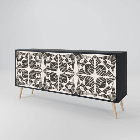 MONOCHROME NEXUS 3-Door Sideboard in Black Finish