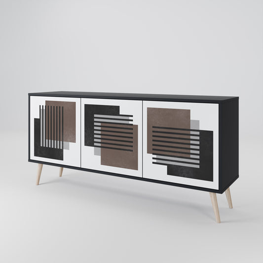 Credenza SHADOW SYNCHRONY a 3 ante in finitura nera