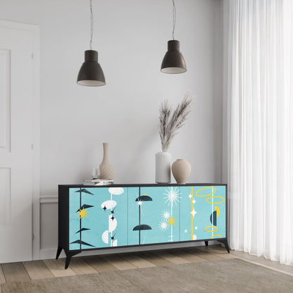 Credenza a 3 ante PATHS TO HAPPINESS in finitura nera