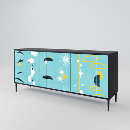 Credenza a 3 ante PATHS TO HAPPINESS in finitura nera