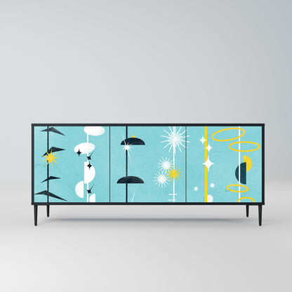 Credenza a 3 ante PATHS TO HAPPINESS in finitura nera