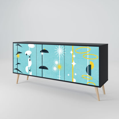 Credenza a 3 ante PATHS TO HAPPINESS in finitura nera