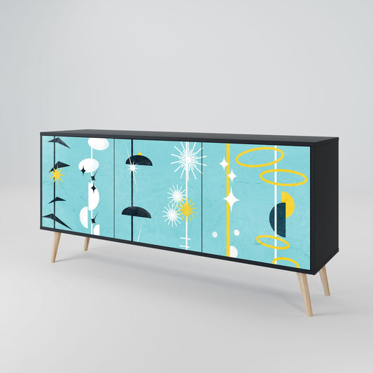 Credenza a 3 ante PATHS TO HAPPINESS in finitura nera