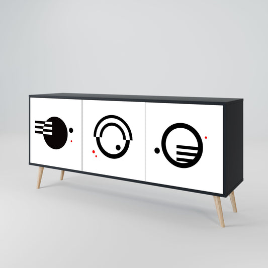 COMBINAZIONE BIANCO E NERO Credenza a 3 ante con finitura nera