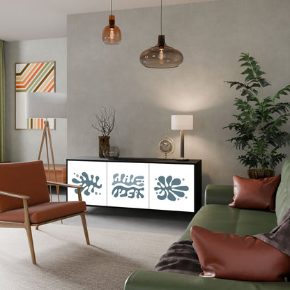 Credenza WONDERLAND VEGETATION a 3 ante in finitura nera