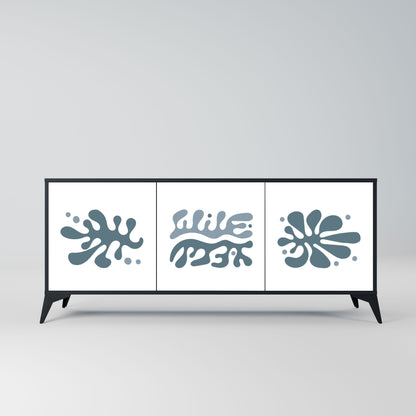 Credenza WONDERLAND VEGETATION a 3 ante in finitura nera