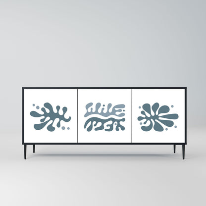 Credenza WONDERLAND VEGETATION a 3 ante in finitura nera