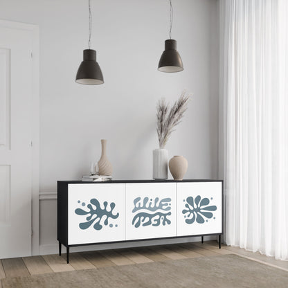 Credenza WONDERLAND VEGETATION a 3 ante in finitura nera