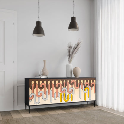 COLORFUL STRINGS 3-Door Sideboard in Black Finish